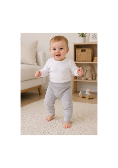 H&c Coolboy H&c Bebek Patiksiz Alt Pantolon %100 Pamuk Esnek Fitilli Ribana 0-36 Ay Gri