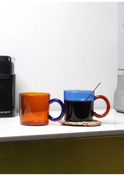 The Mia Renkli Cam Kupa Mavi 250 Ml