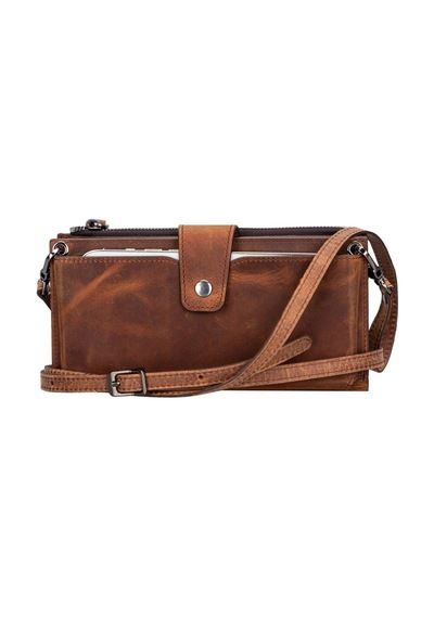 Lozan Strap 6.5 İnch Uyumlu Deri Kartlıklı Kılıf G2 Kahve Kahverengi