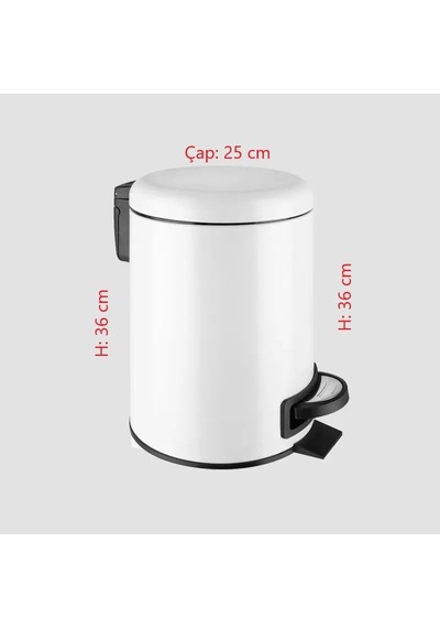 Paslanmaz Elit Pedallı Çöp Kovası Beyaz 12 Lt 6998