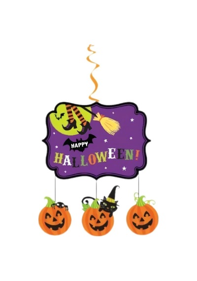 Halloween Balkabağı Ve Cadı Figürlü Tavan Süsü Cadılar Bayramı Parti Dekoru Tüm Yaşlar