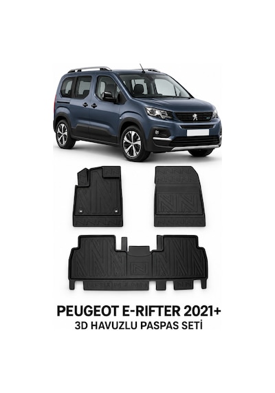 Peugeot E-rifter Elektrikli 2022 Karbon Desenli Premium 3d Havuzlu Oto Paspas