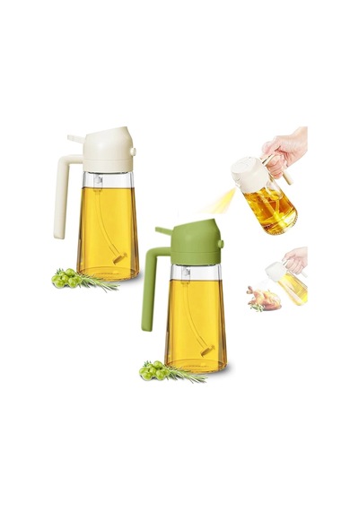 Cam Yağdanlık 2ın1 Spreyli Akıtmalı Kilitli Kapaklı Sürahi Modeli 450ml Renkli