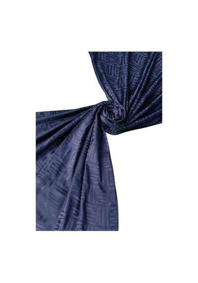 Mim Eşarp İpeksi Dokulu Jakarlı Geometrik Desenli Şal 75x190 Cm Lacivert
