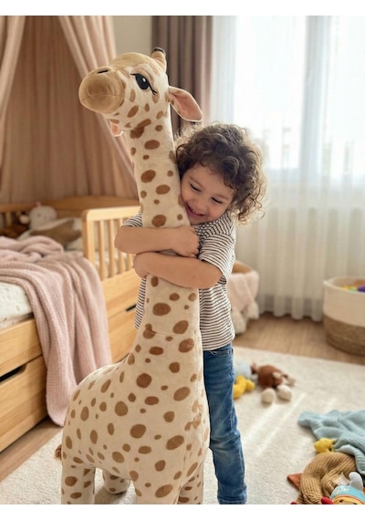 Zürafa Peluş Oyuncak Oyun Arkadaşım Yastık 100 Cm Kahverengi