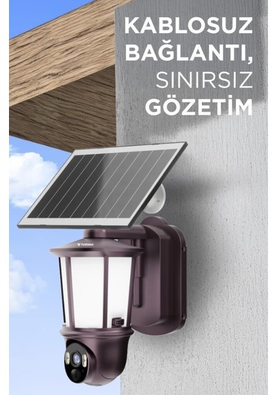 Cmr29 Şarjlı Duvar Lambası Görünümlü Gizli Dış Mekan Kamerası Akıllı Ip Güneş Enerjili Kamera