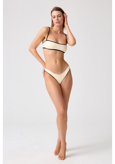Los Ojos X Melodi Krem-siyah Brezilya Modeli Bikini Altı Retro Bottom Krem-siyah