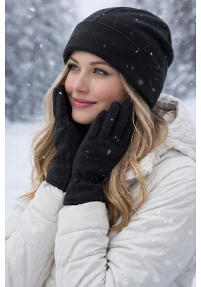 Polar Bere Seti 3 Lü Unisex Kadın Erkek Şapka Kışlık Çok Renkli