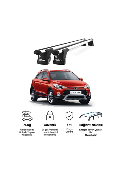 Trio-ı Hyundai İ20 Activ 2014 Ve Sonrası Uyumlu Kilitli Ara Atkı 120cm Port Bagaj Tavan Barı