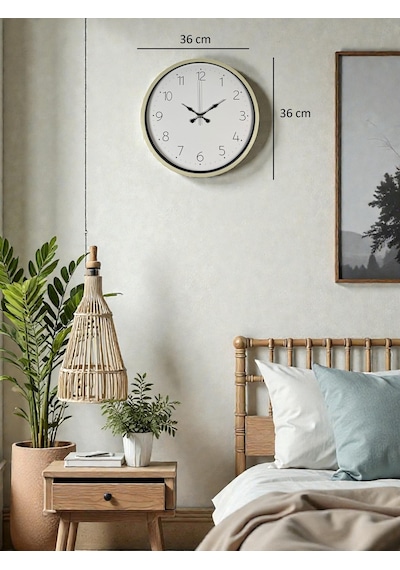 36 Cm Krem Sade Dekoratif Duvar Saati Çok Renkli