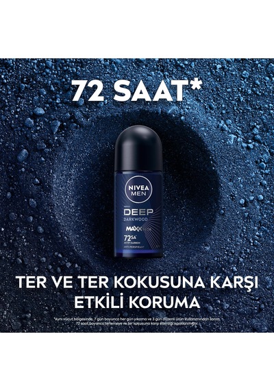 Erkek Roll On Deodorant Deep Darkwood 50 Ml,72 Saat Ter Ve Ter Kokusuna Karşı Koruma,maskülen Ferah Koku,aktif Karbon,yapışkan His Bırakmaz
