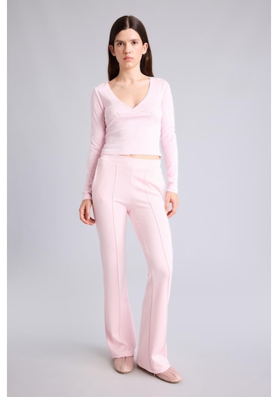 Defacto Flare Fit Elastik Bağlamalı Bel Modal Pantolon G9445ax26wnpn74 Pembe-pn74