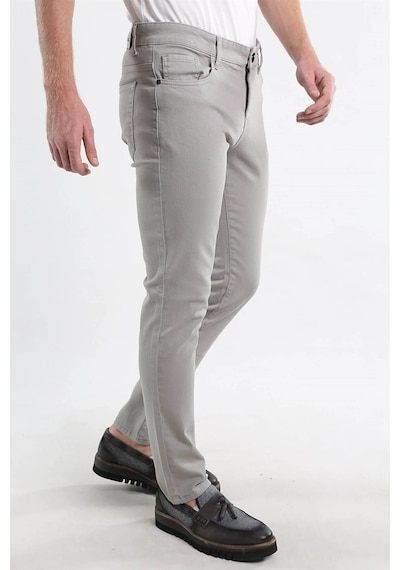 Digital Jeans Dar Kesim Erkek Likralı Açık Gri Kot Pantolo Açık Gri