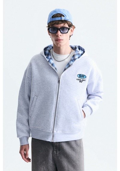 Vamos Boxy Fit Fermuarlı Kapüşonlu Sweatshirt V70-245 Çok Renkli