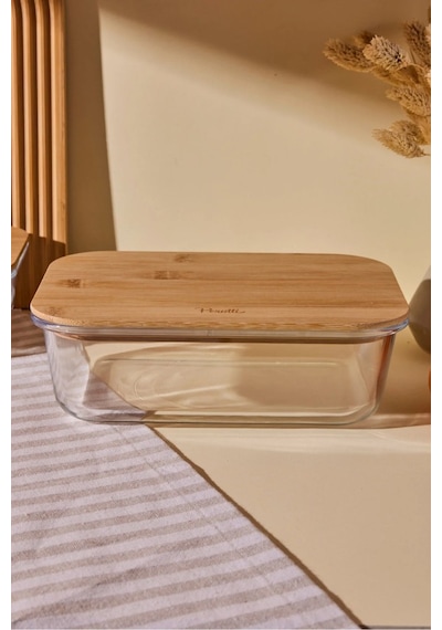 Perotti Locky Bamboo 4 Lü Cam Saklama Kabı 1500+1050+640+370 Ml Bambu - Şeffaf