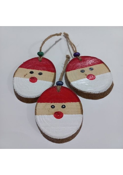 Noelbaba Figürlü Ahşap Yılbaşı Süsü 01
