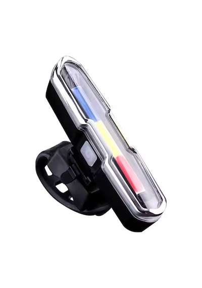 Bisiklet Led İkaz Uyarı Fener Mavi Kırmızı Beyaz Çakarlı Usb Şarjlı Stop Lambası Siyah - Kırmızı - Beyaz