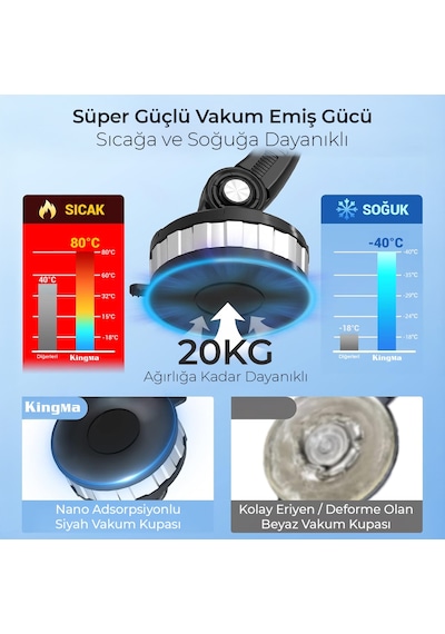 Kingma 360 Dönebilen Vakumlu Torpido Ve Cam İçin Araç Içi Telefon Tutucu -