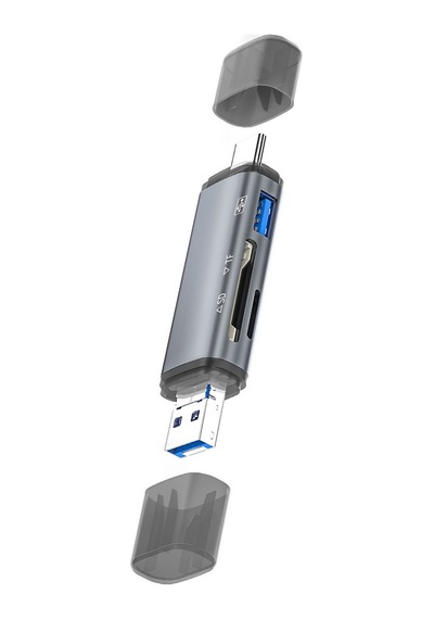 Ads-307 Çoklu Çevirici 3 In 1 Usb + Micro Usb + Type-c Otg Kart Okuyucu