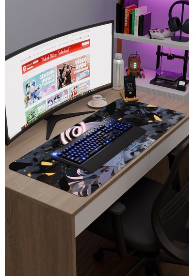 Blue Archive Kaymaz Dikişli Kauçuk Oyuncu Mousepad V3 - 90x40 Xxl Gaming Mouse Pad Fare Altlığı