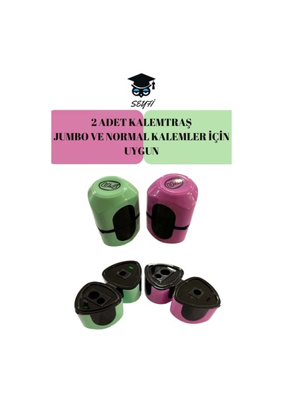 2 Adet Kalemtraş Jumbo Ve Normal Kalemler İçin Uygun