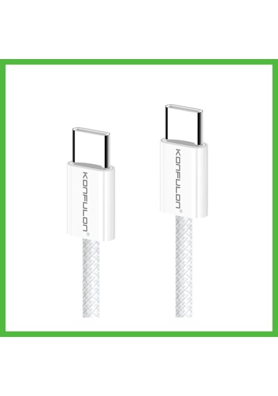 Vaveni Konfulon Dc130 2m 60w Type-c To Type-c Örgülü Hızlı Şarj Kablosu - Beyaz Arz