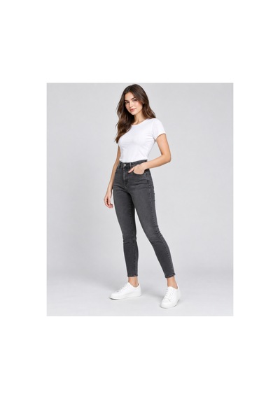 Nova Earth Art Unisex Antrasit Yüksek Bel Skinny Kısa Boy Kot Pantolon 33