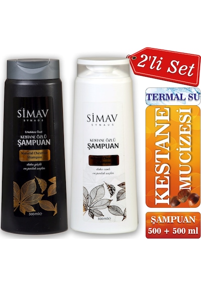 Simav Synaus Kestane Özlü ve Termal Sulu Şampuan Seti 2 x 500 ML