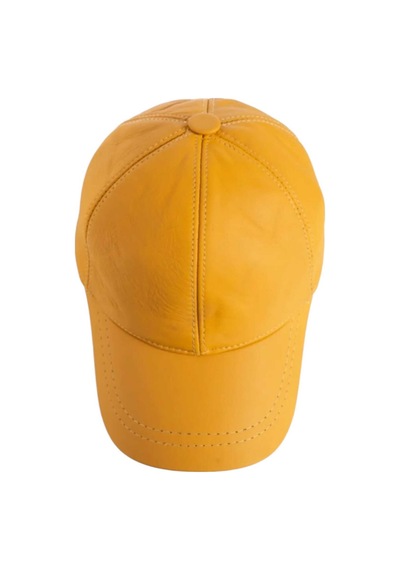 Tezzgelsin Unisex %100 Deri Arkadan Ayarlanabilir Baseball Kep Şapka Sarı
