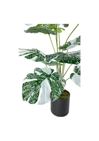70 Cm Boyunda Yeşil Beyaz Yapay Monstera Saksı Bitkisi, 12 Dal 20beyazcipso