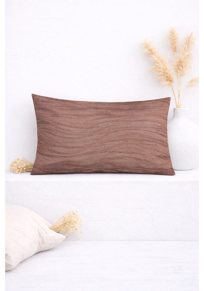 Dalgalı Dokulu Dekoratif Kırlent Kılıfı Kahverengi 30x50 Cm