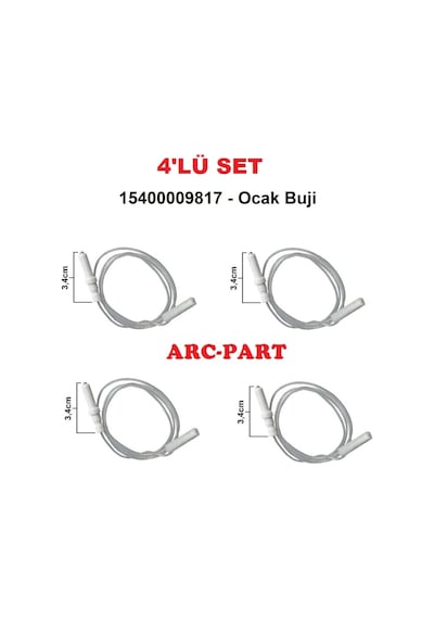 Ukinox Ankastre Ocak Ateşleme Buji - 670000309 4'lü Set