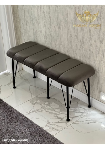 By Hakan Aşkın Siyah Metal Ayaklı Line Style 2024 Babyface Puf & Bench Koyu Füme Koyu Füme Babyface