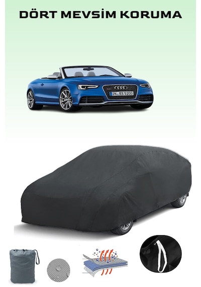 Siyah Audi Rs5 Cabriolet 2013 - 2021 Araba Brandası, Oto Örtüsü, Araba Çadırı Siyah