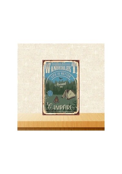 Campfire 20-30 Cm Retro Ahşap Tablo Tkfx5178 Çok Renkli - 743299978 Çok Renkli
