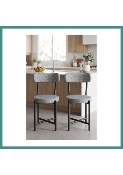 Trendexa Sandalye 2 Adet Keten Kumaş Metal Ayak Modern Mutfak Sandalyesi Cafe Balkon Ofis Teddy 9812 Gri Mac