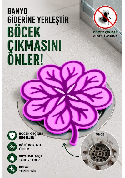 Yaprak Model Gider Koku Önleyici Silikon Mat Banyo Mutfak Balkon Lavabo Gider Kapağı 16x16cm