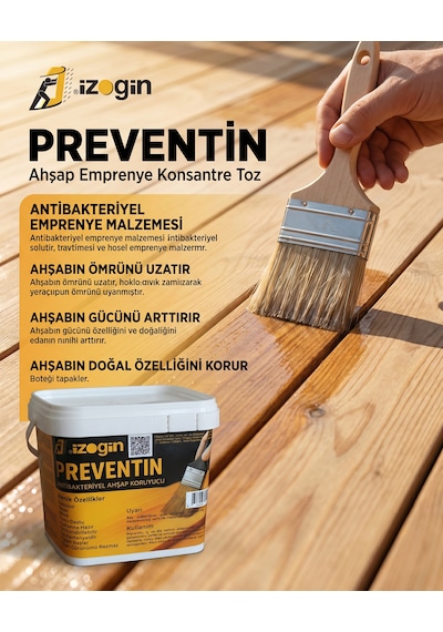 Preventin 2.5 Kg 50 Litre Suya Karıştırılacak Ahşap Emprenye Ve Besleyici Konstre Toz Şeffaf