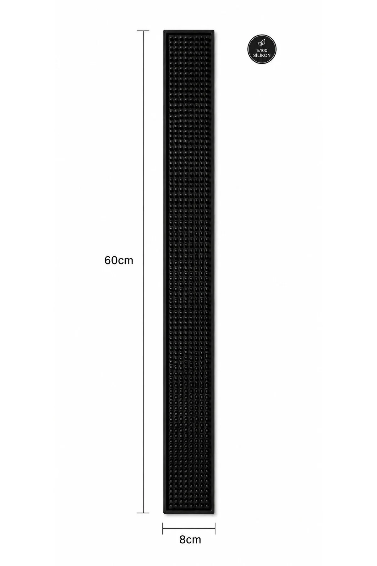 Bar Mat 60x8 %100 Silikon Kaymaz Bardak Pedi Kafe / Bar / Mutfak Siyah