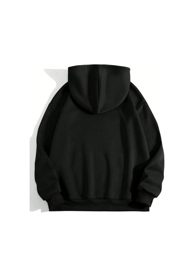 Los Angeles California Sweatshirt - Siyah Baskılı Oversize Kışlık Kalın Kapüşonlu Siyah
