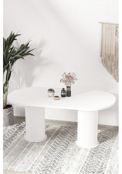 Avvio Kiev Ptt Lake Mdf Beyaz Ayakli 80x180 Mutfak Masasi Yemek Masasi Beyaz