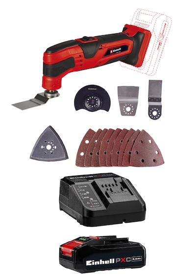 Einhell TC-MG 18 Li, Akülü Raspalama Makinesi Seti (2,5 Ah Akü ve Şarj Cihazı Dahildir)