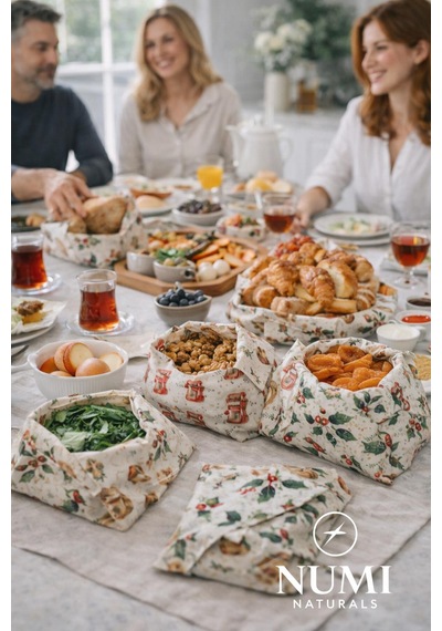 Balmumu Gıda Saklama Bezleri Premium 3 Lü Set 30 30 Cm - Cozy Kitchen Serisi Çok  Renkli