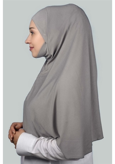 Altobeh Hazır Türban Peçeli Pratik Eşarp Tesettür Nikaplı Hijab - Namaz Örtüsü Sufle (XL) - Gri