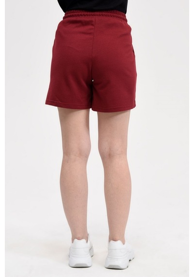 Defys Kadın Beli Lastikli Cepli Etiket Detaylı Regular Fit Şort Bordo - 527882928 Bordo