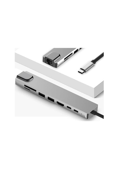 8 In 1 Type C To Hdmı- Sd/ Tf- 2 USB 3.0- USB-C Pd Ethernet Kablo