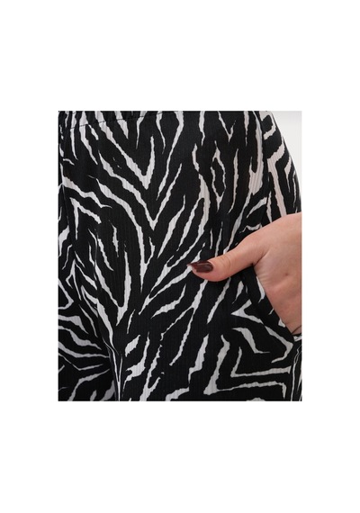 Öners Kadın Zebra Desenli İnce Yazlık Bol Paça Eşofman Altı Hafif & Şık Siyah Siyah
