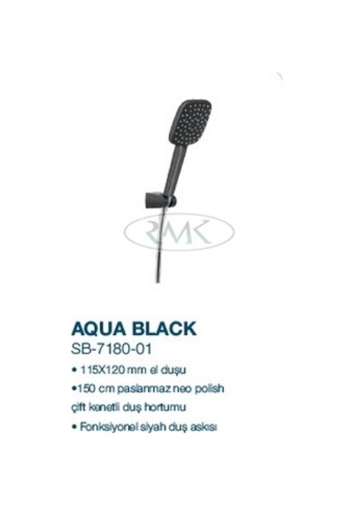 Sukar Askılı Duş Seti Siyah Aqua Black Siyah