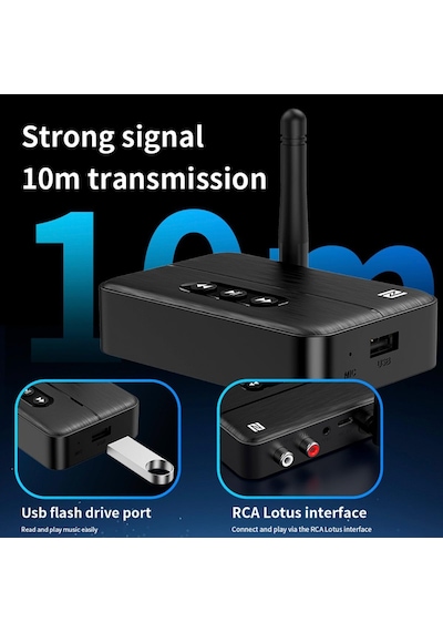 M60 Nfc Bluetooth 5.4 Ses Alıcısı Transmitter Aux & Rca Bağlantı, Type-c Güç, Usb Den Müzik Çalma, Araç & Ev Hoparlör/amfi İçin Kablosuz Ses Adaptörü, Hi-fi Stereo, 10m Çekim Mesafesi
