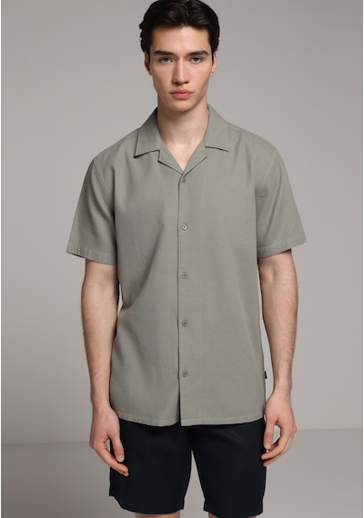 Colin's Colins Regular Fit Apaj Yaka Düz Erkek Yeşil Kısa Kol Gömlek Cl1080094 Q1.v2 Kha Haki